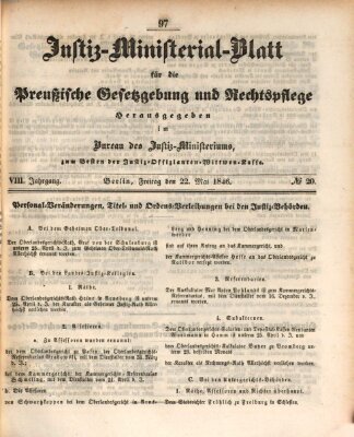 Justiz-Ministerialblatt für die preußische Gesetzgebung und Rechtspflege Freitag 22. Mai 1846