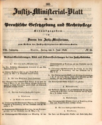 Justiz-Ministerialblatt für die preußische Gesetzgebung und Rechtspflege Freitag 5. Juni 1846