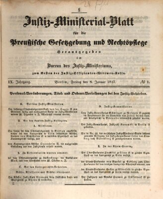 Justiz-Ministerialblatt für die preußische Gesetzgebung und Rechtspflege Freitag 8. Januar 1847