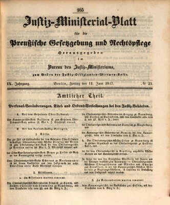 Justiz-Ministerialblatt für die preußische Gesetzgebung und Rechtspflege Freitag 11. Juni 1847