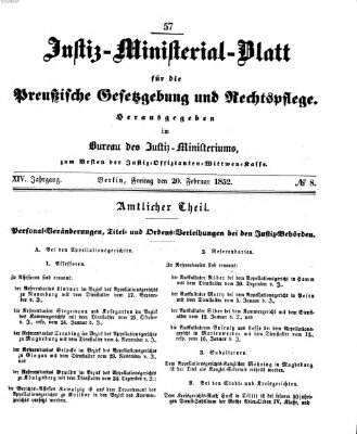 Justiz-Ministerialblatt für die preußische Gesetzgebung und Rechtspflege Freitag 20. Februar 1852