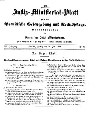 Justiz-Ministerialblatt für die preußische Gesetzgebung und Rechtspflege Freitag 30. Juli 1852