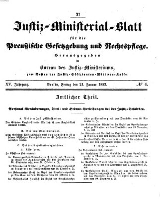 Justiz-Ministerialblatt für die preußische Gesetzgebung und Rechtspflege Freitag 21. Januar 1853