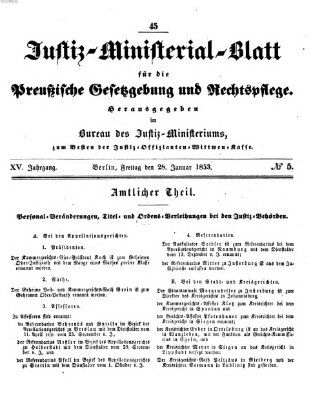 Justiz-Ministerialblatt für die preußische Gesetzgebung und Rechtspflege Freitag 28. Januar 1853