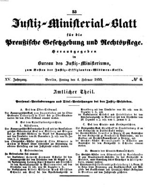 Justiz-Ministerialblatt für die preußische Gesetzgebung und Rechtspflege Freitag 4. Februar 1853