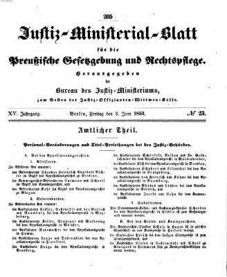 Justiz-Ministerialblatt für die preußische Gesetzgebung und Rechtspflege Freitag 3. Juni 1853