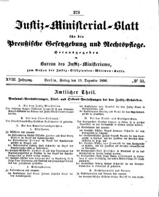 Justiz-Ministerialblatt für die preußische Gesetzgebung und Rechtspflege Freitag 19. Dezember 1856