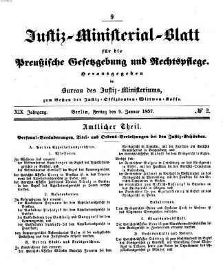 Justiz-Ministerialblatt für die preußische Gesetzgebung und Rechtspflege Freitag 9. Januar 1857