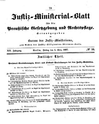 Justiz-Ministerialblatt für die preußische Gesetzgebung und Rechtspflege Freitag 6. März 1857