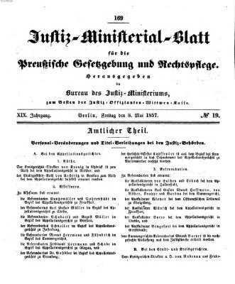 Justiz-Ministerialblatt für die preußische Gesetzgebung und Rechtspflege Freitag 8. Mai 1857