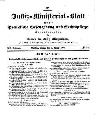 Justiz-Ministerialblatt für die preußische Gesetzgebung und Rechtspflege Freitag 7. August 1857