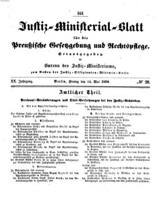 Justiz-Ministerialblatt für die preußische Gesetzgebung und Rechtspflege Freitag 14. Mai 1858