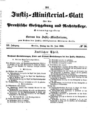 Justiz-Ministerialblatt für die preußische Gesetzgebung und Rechtspflege Freitag 25. Juni 1858