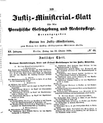 Justiz-Ministerialblatt für die preußische Gesetzgebung und Rechtspflege Freitag 29. Oktober 1858