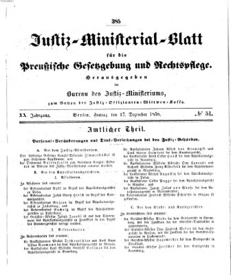 Justiz-Ministerialblatt für die preußische Gesetzgebung und Rechtspflege Freitag 17. Dezember 1858