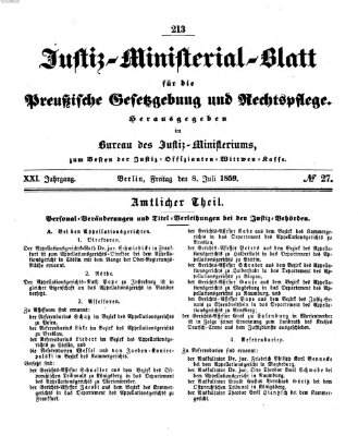 Justiz-Ministerialblatt für die preußische Gesetzgebung und Rechtspflege Freitag 8. Juli 1859