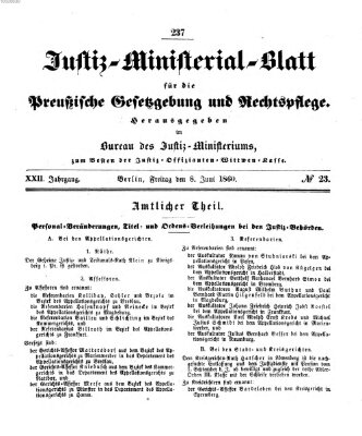 Justiz-Ministerialblatt für die preußische Gesetzgebung und Rechtspflege Freitag 8. Juni 1860