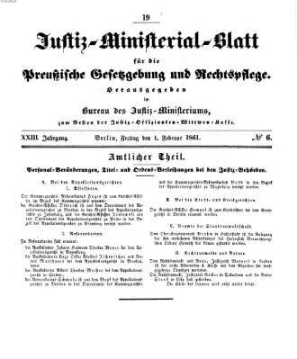 Justiz-Ministerialblatt für die preußische Gesetzgebung und Rechtspflege Freitag 1. Februar 1861