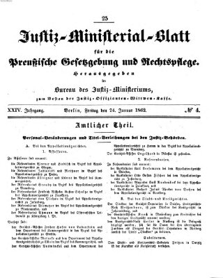 Justiz-Ministerialblatt für die preußische Gesetzgebung und Rechtspflege Freitag 24. Januar 1862