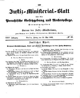 Justiz-Ministerialblatt für die preußische Gesetzgebung und Rechtspflege Freitag 30. Mai 1862