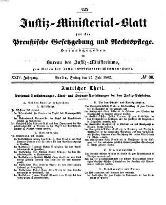 Justiz-Ministerialblatt für die preußische Gesetzgebung und Rechtspflege Freitag 25. Juli 1862