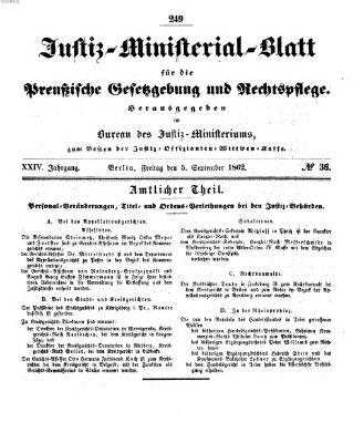 Justiz-Ministerialblatt für die preußische Gesetzgebung und Rechtspflege Freitag 5. September 1862