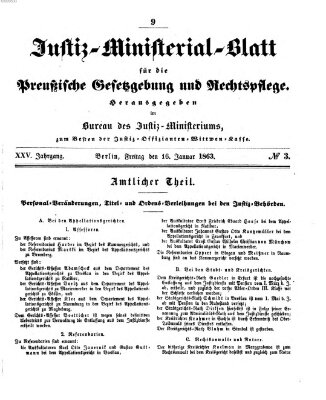 Justiz-Ministerialblatt für die preußische Gesetzgebung und Rechtspflege Freitag 16. Januar 1863