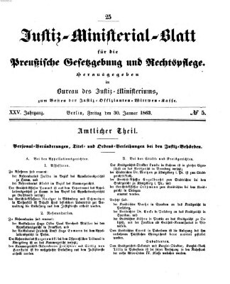 Justiz-Ministerialblatt für die preußische Gesetzgebung und Rechtspflege Freitag 30. Januar 1863