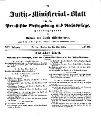 Justiz-Ministerialblatt für die preußische Gesetzgebung und Rechtspflege Freitag 15. Mai 1863