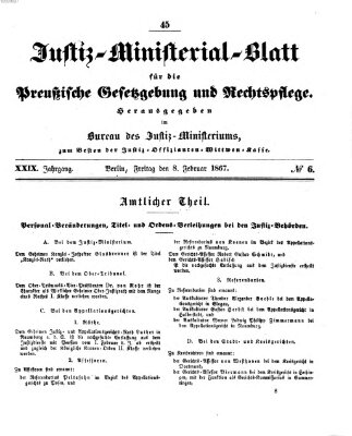 Justiz-Ministerialblatt für die preußische Gesetzgebung und Rechtspflege Freitag 8. Februar 1867