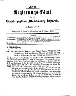 Regierungsblatt für Mecklenburg-Schwerin (Großherzoglich-Mecklenburg-Schwerinsches officielles Wochenblatt) Samstag 8. Januar 1853