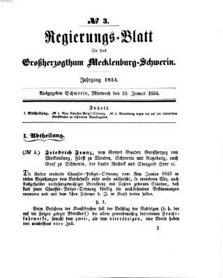 Regierungsblatt für Mecklenburg-Schwerin (Großherzoglich-Mecklenburg-Schwerinsches officielles Wochenblatt) Mittwoch 18. Januar 1854