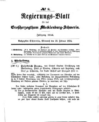 Regierungsblatt für Mecklenburg-Schwerin (Großherzoglich-Mecklenburg-Schwerinsches officielles Wochenblatt) Sonntag 22. Januar 1854