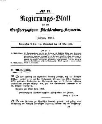 Regierungsblatt für Mecklenburg-Schwerin (Großherzoglich-Mecklenburg-Schwerinsches officielles Wochenblatt) Samstag 13. Mai 1854