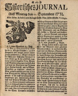 Historisches Journal Montag 10. September 1731