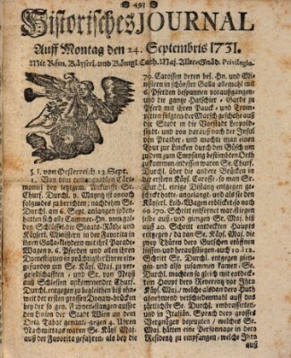 Historisches Journal Montag 24. September 1731