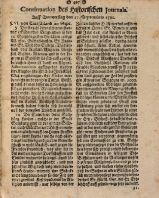 Historisches Journal Donnerstag 27. September 1731