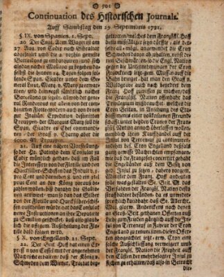 Historisches Journal Samstag 29. September 1731