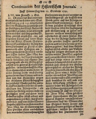 Historisches Journal Donnerstag 11. Oktober 1731