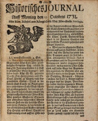 Historisches Journal Montag 15. Oktober 1731