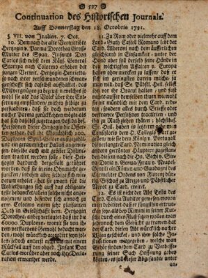 Historisches Journal Donnerstag 18. Oktober 1731