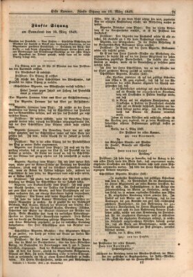 Verhandlungen der Ersten Kammer. Stenographische Berichte über die Verhandlungen der Ersten Kammer (Allgemeine preußische Staats-Zeitung) Samstag 10. März 1849