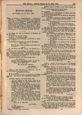 Verhandlungen der Ersten Kammer. Stenographische Berichte über die Verhandlungen der Ersten Kammer (Allgemeine preußische Staats-Zeitung) Dienstag 13. März 1849