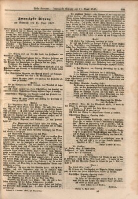 Verhandlungen der Ersten Kammer. Stenographische Berichte über die Verhandlungen der Ersten Kammer (Allgemeine preußische Staats-Zeitung) Mittwoch 11. April 1849