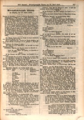 Verhandlungen der Ersten Kammer. Stenographische Berichte über die Verhandlungen der Ersten Kammer (Allgemeine preußische Staats-Zeitung) Montag 23. April 1849