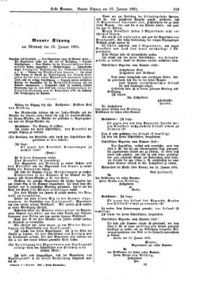 Verhandlungen der Ersten Kammer. Stenographische Berichte über die Verhandlungen der Ersten Kammer (Allgemeine preußische Staats-Zeitung) Mittwoch 15. Januar 1851