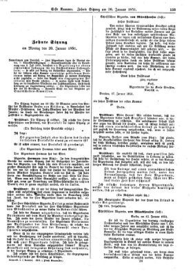 Verhandlungen der Ersten Kammer. Stenographische Berichte über die Verhandlungen der Ersten Kammer (Allgemeine preußische Staats-Zeitung) Montag 20. Januar 1851