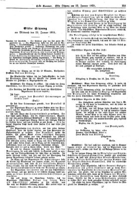 Verhandlungen der Ersten Kammer. Stenographische Berichte über die Verhandlungen der Ersten Kammer (Allgemeine preußische Staats-Zeitung) Mittwoch 22. Januar 1851