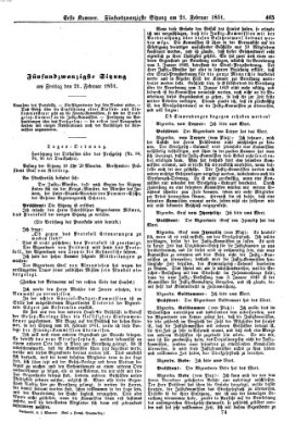 Verhandlungen der Ersten Kammer. Stenographische Berichte über die Verhandlungen der Ersten Kammer (Allgemeine preußische Staats-Zeitung) Freitag 21. Februar 1851