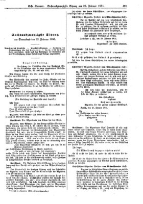 Verhandlungen der Ersten Kammer. Stenographische Berichte über die Verhandlungen der Ersten Kammer (Allgemeine preußische Staats-Zeitung) Samstag 22. Februar 1851